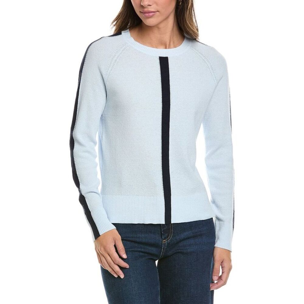 Alashan Cashmere Womens  Center Stripe Cashmere-Blend Sweater, Blue
